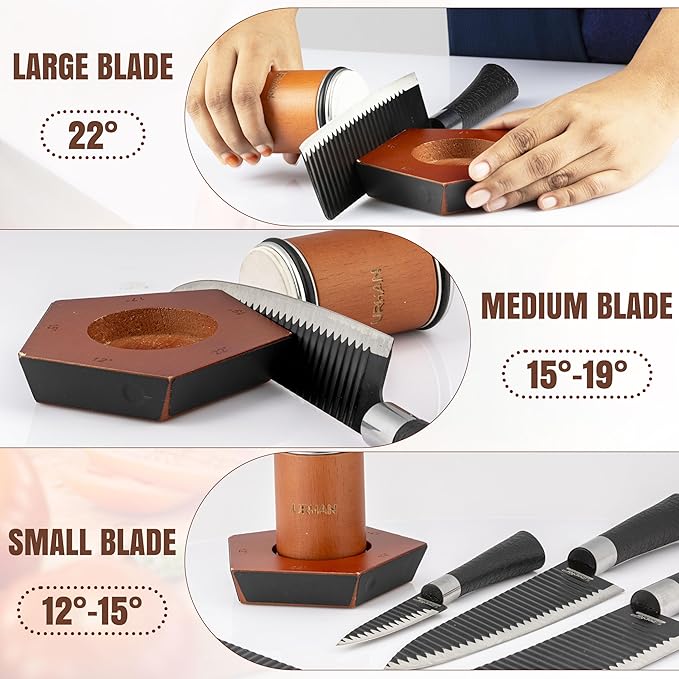 Rolling Knife Sharpener Kit – 5 Magnetic Angles (12, 15, 17, 19 & 22 Degrees) – Diamonds and Ceramic Discs – Durable Knife Sharpening System – Easy to Use at Home – Suitable for Kitchen Knives