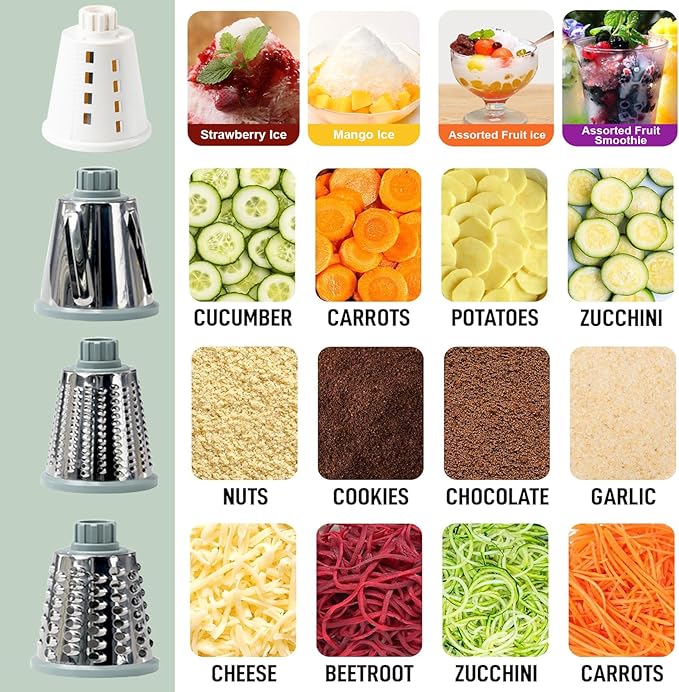 Cheese Grater,Rotary Cheese Grater with Handle, Multifunctional Rotary Cheese Shredder Effortlessly Grates Cheese, Vegetables, and Fruits (Blue)