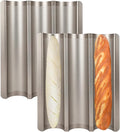 Baguette Bread Pan, Perforated French Bread Pans 15x11 Inch Nonstick, 3 Waves Loaf Tin for Homemade Sourdough Baguettes Baking, Oven Safe, 2 Pack, Gold