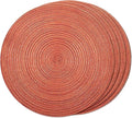 FunWheat Round Braided Placemats Set of 4 Place mats for Dining Tables Woven Heat Resistant Table Mats 15 inch for Fall(Orange,4pcs)