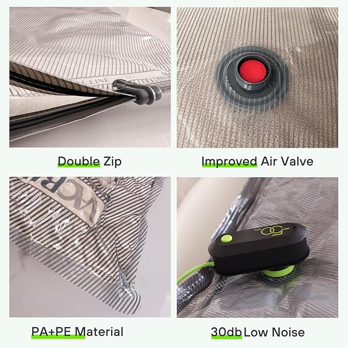 9 Pack Travel Vacuum Storage Bags with USB Electric Pump, Carry-on Size Space Saver Bags for Clothes and Clothing Travel，Compression Packing for Luggage and Suitcase