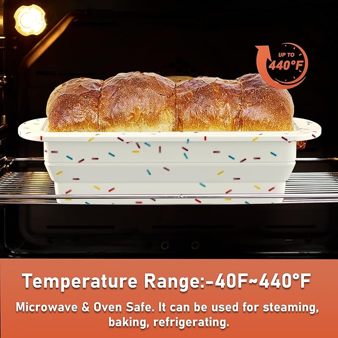 2 Packs Collapsible Loaf Pan,Silicone Bread Pan,Sturdy Loaf Pans for Baking Bread 9 x 5, Easy Release Loaf Pan, Great for Cakes, Brownies, Dishwasher Safe (9"x4"x2.5", Off-white, 2 Pieces)