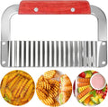 JAYVAR Extra-Large Crinkle Cutter Wave Potato Slicer – Stainless Steel French Fry Cutter for Restaurants, Waffle Slicing Tool, Crinkle Chopping for Potatoes, Kitchen Veggie Cucumber Slicer with Handle