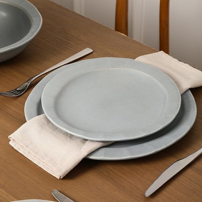 Stone Lain Oasis 4-Piece Dinner Plate Set Stoneware, Grey Blue