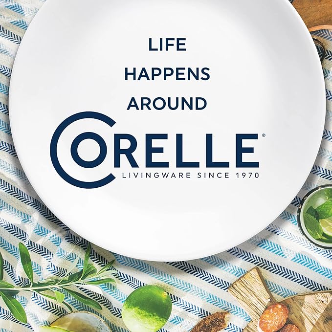 Corelle Vitrelle 6-Piece Salad Appetizer Plate Set Triple Layer Glass and Chip Resistant, 6-3/4-Inch Lightweight Round Plates, Winter Frost White