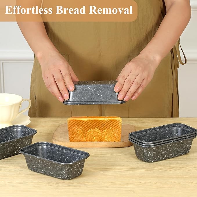 Mini Loaf Pan, 6x3 Inch Nonstick Bread Pans for Baking, Oven & Air Fryer Safe Small Banana Bread & Meatloaf Pan, Carbon Steel Baking Tins for Homemade Bread (Mini Loaf Pan(3-pack))