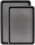 Cookie Sheets for Baking Nonstick, 2 Pack Heavy Duty 0.8mm Dark Gray Sheet Pan Set Quarter(9x13in) & Jelly Roll(10x15in), Diamond Textured Commercial Grade, Small Oven Safe