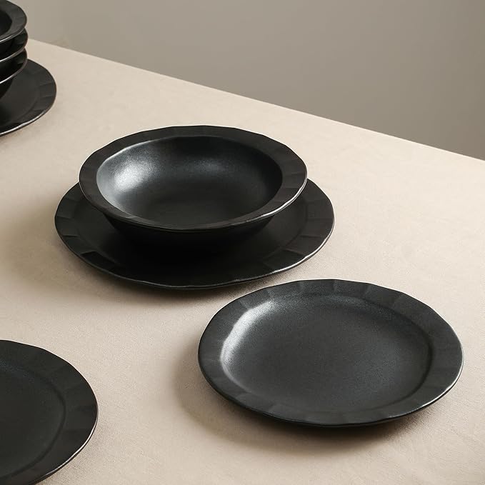 Stone Lain Oasis 4-Piece Dinner Plate Set Stoneware, White
