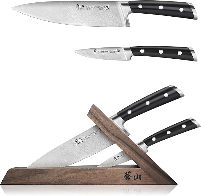 Cangshan TS Series 1021417 Swedish 14C28N Steel Forged 3-Piece TAI Knife Block Set, Walnut