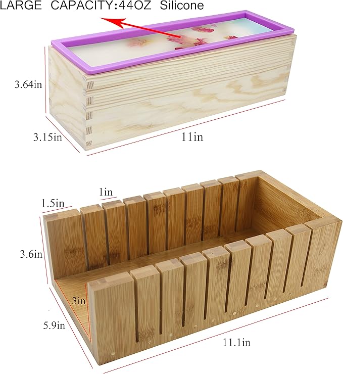 Silicone soap molds -Soap Cutting Tool Set Wooden Bamboo (2 Pcs Wooden Cover)