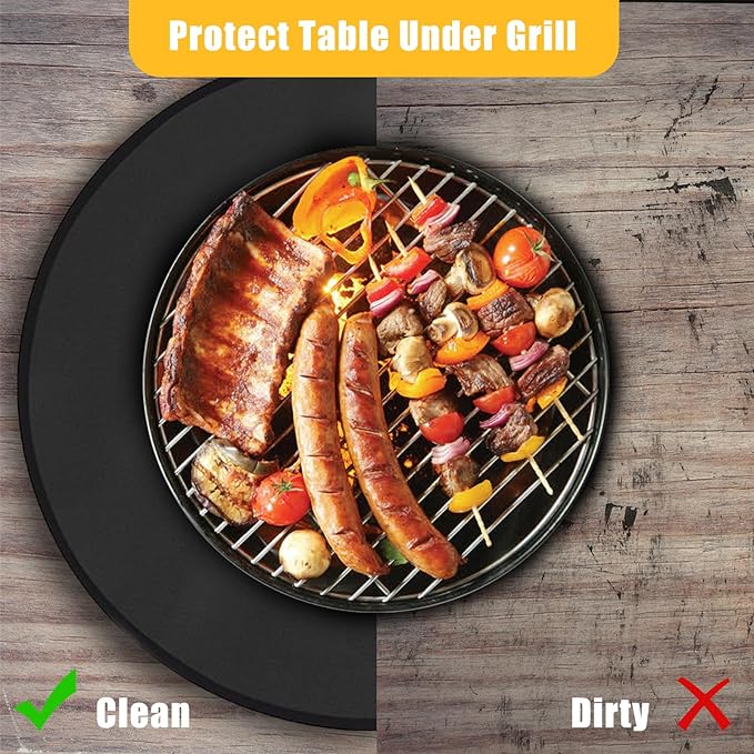 24" Round Grill Mat, Fire Pit Mat Fireproof Under Grill Mat Oil-Proof Waterproof BBQ Pad for Outdoor Grill Accessories, Heat Resistant Protective Deck and Patio Mat Fire Resistant Pad