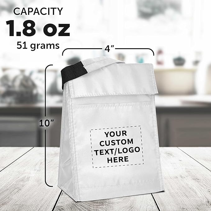 DISCOUNT PROMOS 10 Hook and Loop Insulated Lunch Bags Set - Customizable Text, Logo - Polyester, Durable, Vibrant, Reusable - White