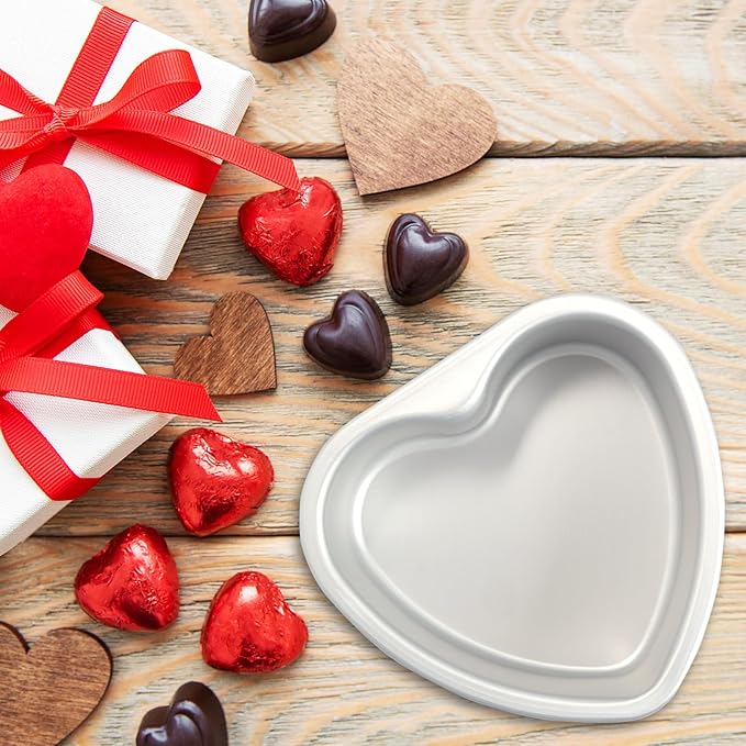 Heart Shaped Cake Pan 8 Inch Aluminum Cake Pans Heart Cake Tin Baking Cake Mold for Valentine's Weddings Birthday Party