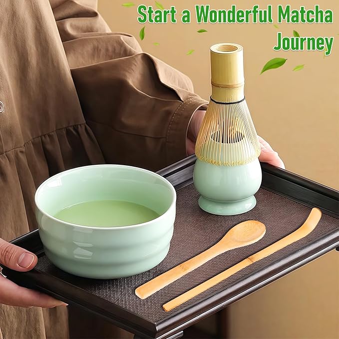 3Pcs Ceremonial Grade Matcha Whisk Set with Bamboo Matcha Whisk, Scoop & Spoon – Traditional Bamboo Tea Set for Macha Tea Preparation – Ideal Gift Macha kit for Beginners and Enthusiasts