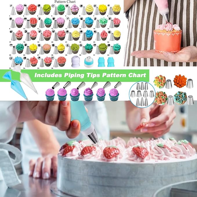 Suuker Cake Decorating Tools Supplies Kit, 236 Pieces Baking Accessories with Storage Case, Frosting Piping Kit, Piping Bags and Tips Set with 36 Numbered Piping Tips, Pastry Bags for Cake