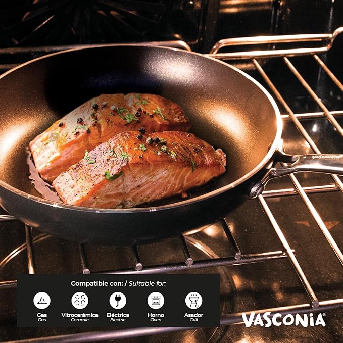 Vasconia Urban 12" Nonstick Frying Pan (Black) - Advanced Nonstick Coating Aluminum Skillet with Fast Cool Handle - Grill Oven Dishwasher Safe up to 475°F Cooking Pans for Most Stovetops