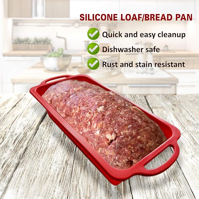 Silicone Bread Loaf Pan - Non Stick Silicone Loaf Pans for Baking - Meatloaf Bread Pans - BPA free Perfect for Oven & Dishwasher safe