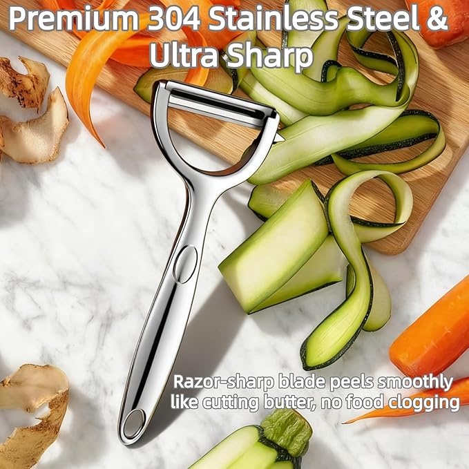 Vegetable Peeler - Stainless Steel Y-Shaped Potato Peeler for Kitchen - 2-in-1 Peeling & Eye-Removing Function for Potatoes, Carrots, and More.