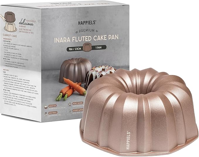 HAPPIELS INARA 10 Cup Fluted Tube Cake Pan Nonstick, PFOA Free Fluted Cake Pan for Baking, Pound Cake Mold for Oven, Cake Molds And Cake Pans, Tube Mold, Pound Tin