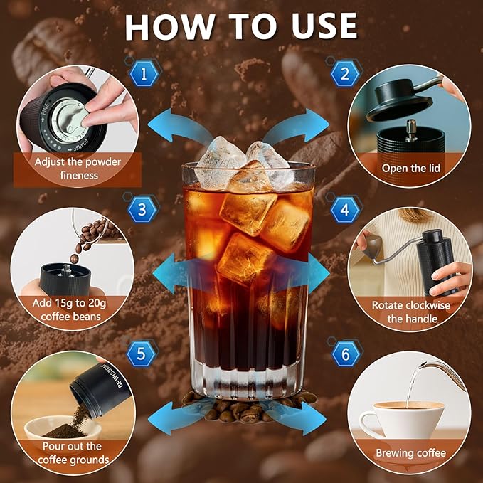 Manual Coffee Grinder with Adjustable Grind Setting -420 Steel Burr Hand Grinder for Espresso, French Press, Pour Over -Portable Coffee Bean Grinder for Travel, Office, Gift