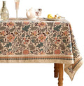 ISAENNE Designer Boho Floral Long Rectangle Tablecloth,Linen Lotus Flower Pattern Colorful Indoor Table Cloth,Durable Decor Tablecloths for Dining Thanksgiving Kitchen Christmas,63"*102"-Hazel A