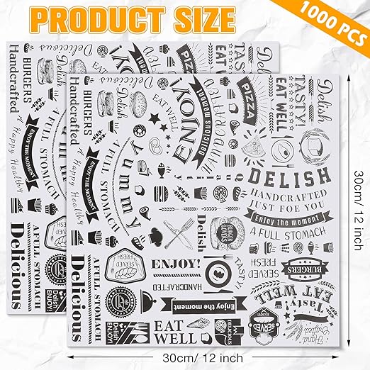 1000 Pcs 12 x 12 Inch Deli Wax Paper Sheets Grease Resistant Tray Basket Liners Newsprint Paper Water and Grease Proof Sandwich Wrapping Square Hot Dog Wrappers for Food Baking (White)