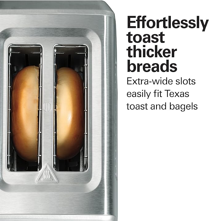 Hamilton Beach 2 Slice Toaster with Extra-Wide Slots, Bagel Setting, Toast Boost, Slide-Out Crumb Tray, Auto-Shutoff & Cancel Button, Defrost Function, Stainless Steel (22794) (Pack of 2)