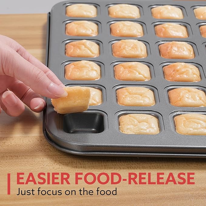 2-Piece 48 Cup Steel Mini Muffin Pan – Non-Stick Bakeware Mini Cupcake Tin(Square