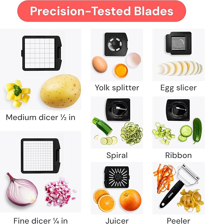 Fullstar The Original Pro Chopper - Vegetable Chopper and Spiralizer, Food Chopper with Container, Fruit Slicer, Kitchen Gadgets & Accessories, Home Essentials (9 in 1, White)