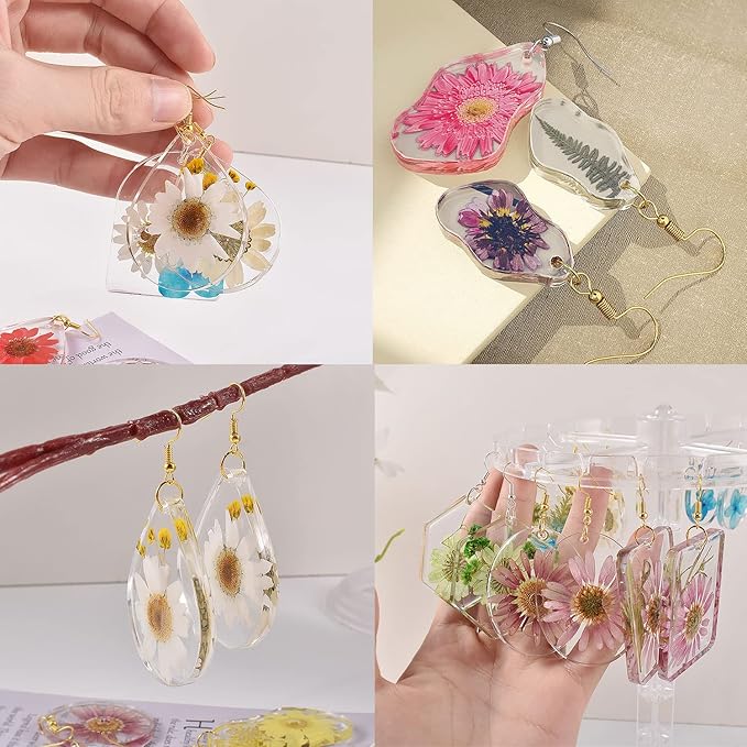 8 Pieces Silicone Earring Moulds Resin Keychain Epoxy Pendant Ear Studs Molds Jewelry Molds Kit for DIY Crafts Jewelry Casting Making