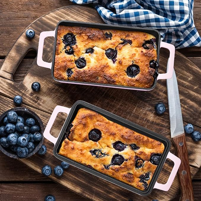 2-in-1 Cast Iron Bread Pan with Lid, Leonyo Enameled Cast Iron Loaf Pan, 9 x 6 inch Sourdough Baking Pan, Homemade Bread Dutch Oven for Pound Cake, Lasagna, Up to 500℉ & Pink