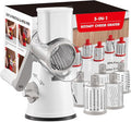 GDL Rotary Cheese Grater, Upgraded 5-in-1 Cheese Grater Hand Crank, Multi-purpose Cheese Shredder with Handle, Vegetable Slicer Cutter Ice Shaver for Potato, Carrot, Nuts, Chocolate