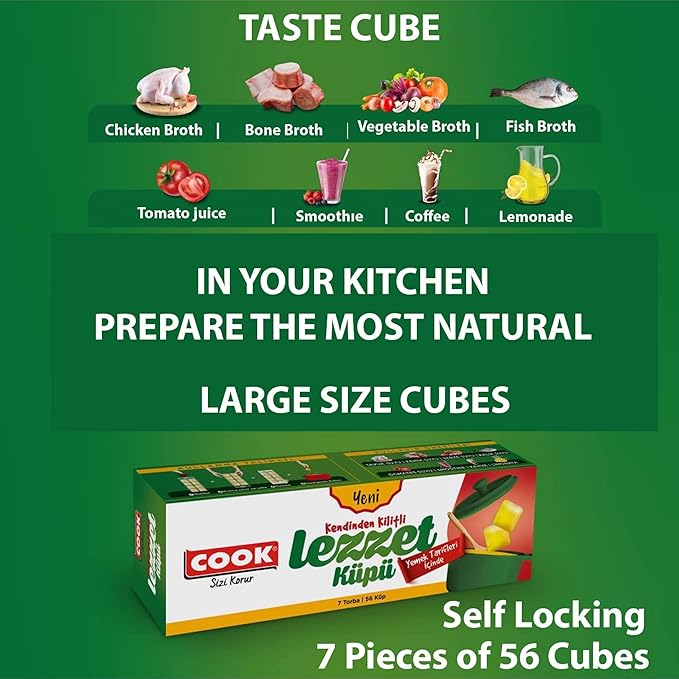 Bihamd/New Frozen Natural Food Juice Bag, Stackable Easy Removable, Large Size Ice Cube Mold Trays, Self-locking Liquid Food Bag, Cooler Bag for Natural Foods/Large 7 Bags 56 Cubes