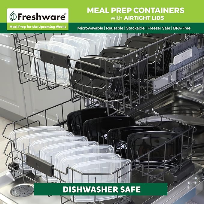 Freshware Meal Prep Containers [150 Pack] 1 Compartment Food Storage Containers with Lids, Bento Box, BPA Free, Stackable, Microwave/Dishwasher/Freezer Safe (28 oz)