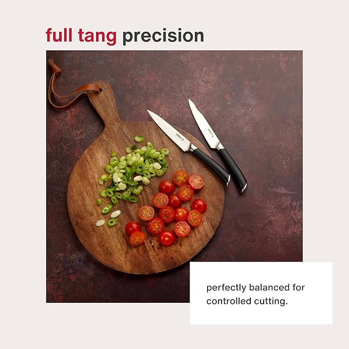 Zyliss Comfort Pro Serrated Paring Knife - Full Tang Vegetable & Bread Knife - Ice Hardened Stainless Steel Serrated Knife - Cutlery with Antibacterial Handle - Black/Stainless Steel - 4.5 Inches