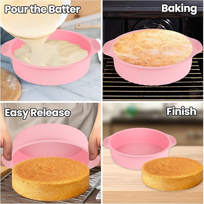 Silicone Bakeware Set, Heat Resistant Baking Pans, Nonstick Baking Molds for Cake