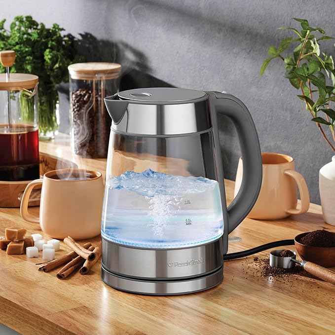 Speed-Boil Water Electric Kettle, 1.7L 1500W, Coffee & Tea Kettle Borosilicate Glass, Wide Opening, Auto Shut-Off, Cool Touch Handle, LED Light. 360° Rotation, Boil Dry Protection
