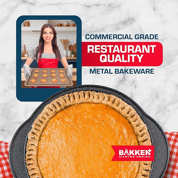 BAKKEN 6-Piece Kitchen Baking Pan Set - Commercial Grade Carbon Steel Bakeware, With Nonstick Coating, Stackable and Space-saving Design, PFOA, PFOS, PTFE Free, Oven Safe (Up To 450°F), Gray Marble