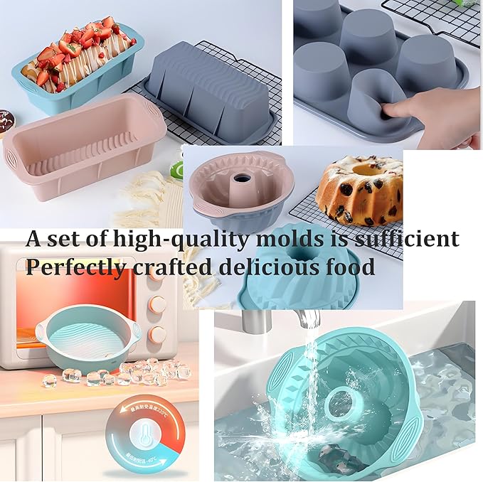 Thickened Silicone Bundt Cake Pan and Moldes Para Gelatinas, Heavy Duty Cake Mold for Baking, BPA Free, Mint Green (Pudding Jelly 12-Cups / 1Pcs) ﻿