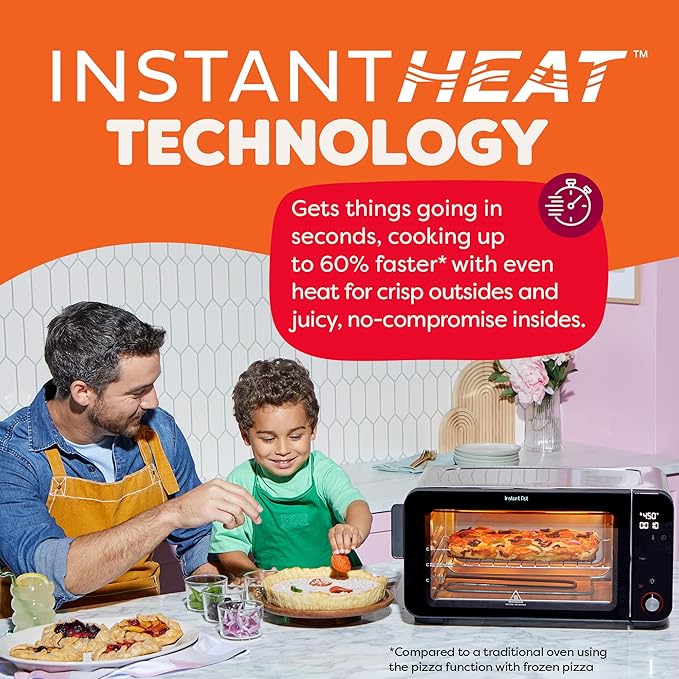 Instant Pot No Preheat Required* 6-Slice Air Fryer Toaster Oven with InstantHeat Technology, 10-in-1, Air Fry, Roast, Bake, Sear Crisp, Toast, Bagel, Broil, Dehydrate, Reheat, and Make Pizza