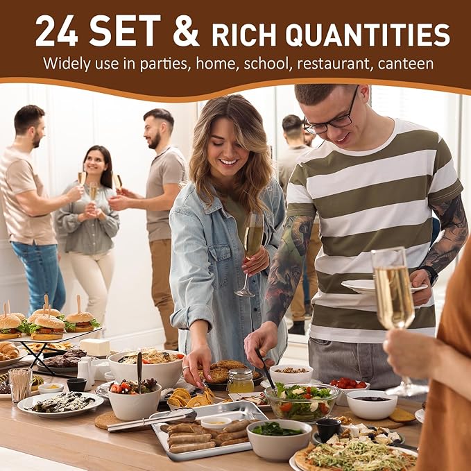 meekoo 24 Pcs Baking Sheet Pan Cookie Sheet Set for Oven Stainless Steel Trays Nonstick Small Serving Tray Cake Toaster Metal Food Trays, Oven and Dishwasher Safe (9 x 6.7 x 1 Inch)