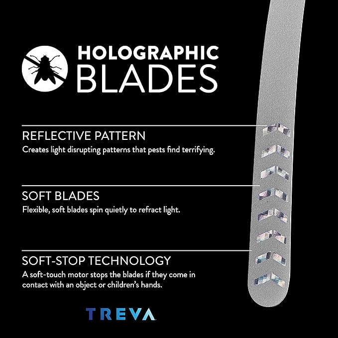 Treva Chemical Free Bug Fan, Fly Deterrent with Holographic Blades to Clear Bugs, Mosquitoes, and Flies, Battery Powered Fly Fan, Raspberry (2 Pack)