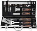 Grilljoy BBQ Accessories Grill Tools Set - 22PCS Stainless Steel Barbecue Grill Accessories for Outdoor Grill with Black Aluminum Case - Christmas Grilling Gifts for Men & Dad -Grill Tools Kit