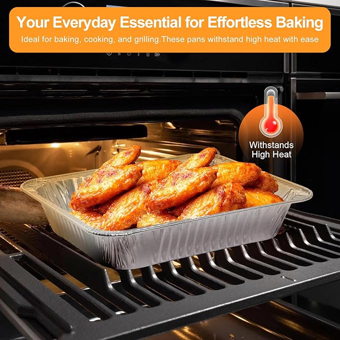 Notwoe® 40pc Disposable Aluminum Pans With Lids, 9x13 (20pc) And 8.2x5.7 Square (20pc) Combo Set, Disposable Baking and Cake Pan. (40 Pack w/Lids)