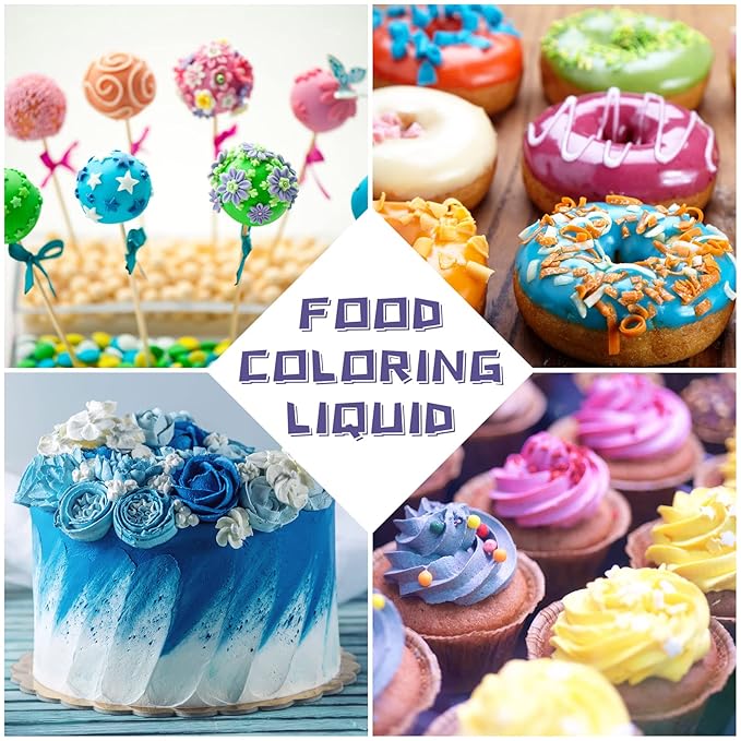Food Coloring - 30 Colors Food Coloring Liquid, Natural Vibrant Food Color for Baking, Cookies, Easter Egg, Icing, Dessert Decorating, Fondant, Making DIY Supplies Kit - 6ml/0.25oz