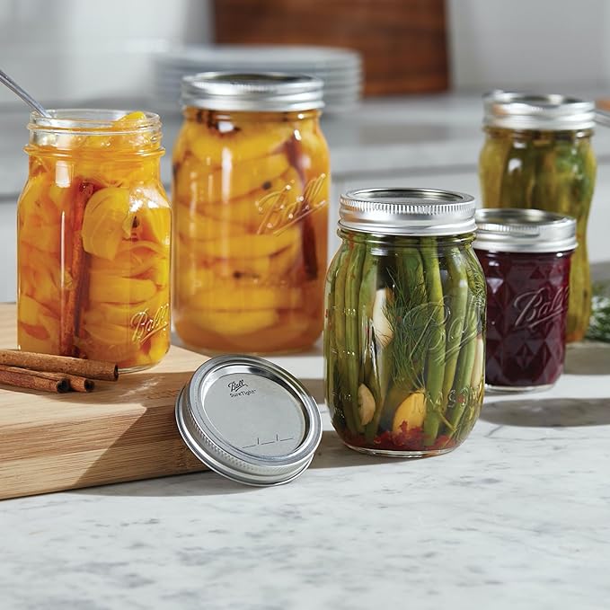 Ball Wide Mouth Clear Glass Canning Quart 32 Oz Mason Jars with Lids, 12 Pack