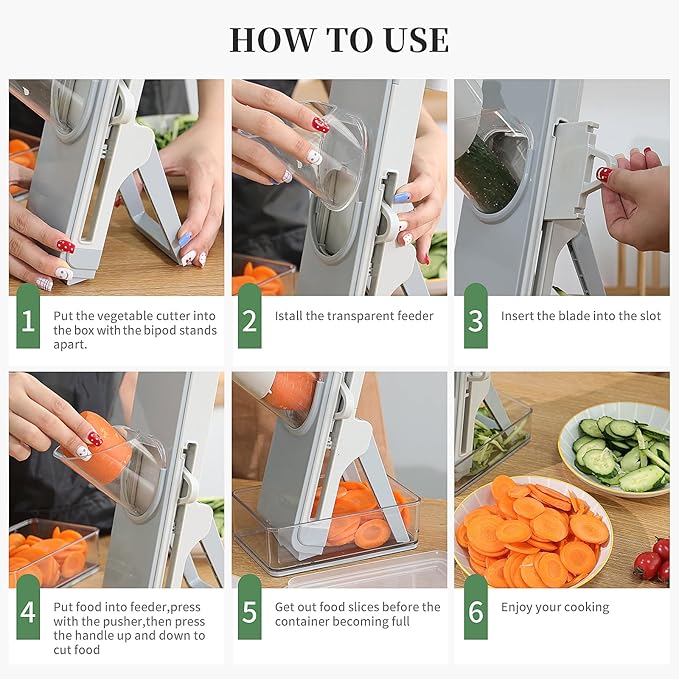 Safe Mandoline Slicer for Kitchen, 4-In-1 Chopper Vegetable Cutter, Mandolin Julienne Slicers for Fruits and Vegetables, Potato Cutter for Fries, Kitchen Gadgets and House Essentials