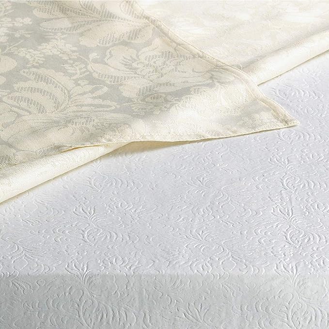 Home Bargains Plus Quilted Heavy Duty Table Pad Protector with Flannel Backing, Cut to Fit, Heat Resistant, Wipe Clean, Protects Table from Spills and Scratches, White, 60” x 102” Rectangle