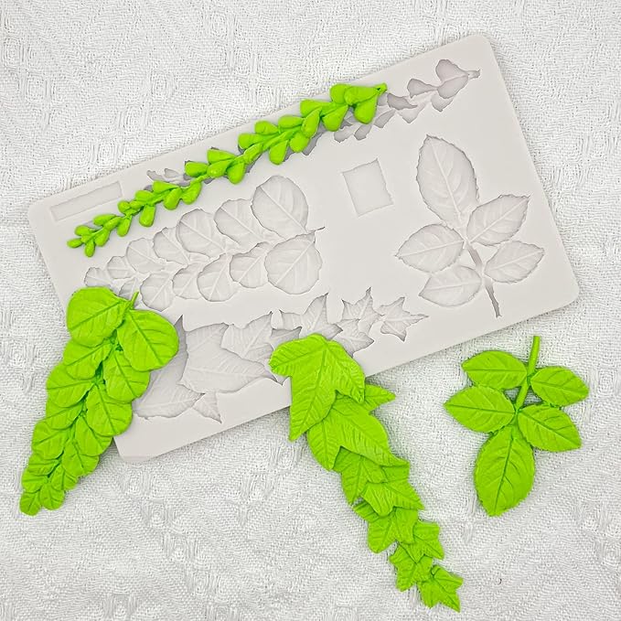 Leaf Fondant Molds, Succulents Trailing Leaves Cake Decorating Silicone Mold for Chocolate Candy Mousse Cookies Marzipan, Kitchen Baking Tools, Clay Resin Projects