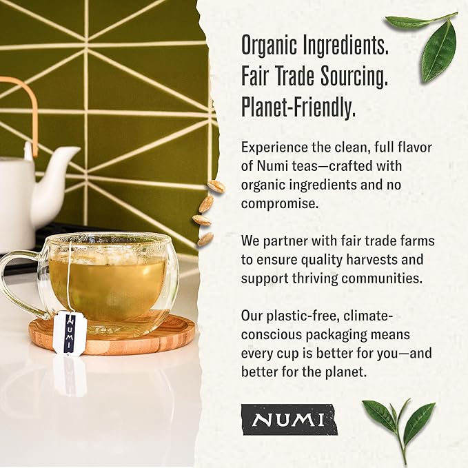 Numi Organic Tea Matcha Toasted Rice, 18 Count (Pack of 1) Box of Tea Bags, Green Tea (Packaging May Vary)